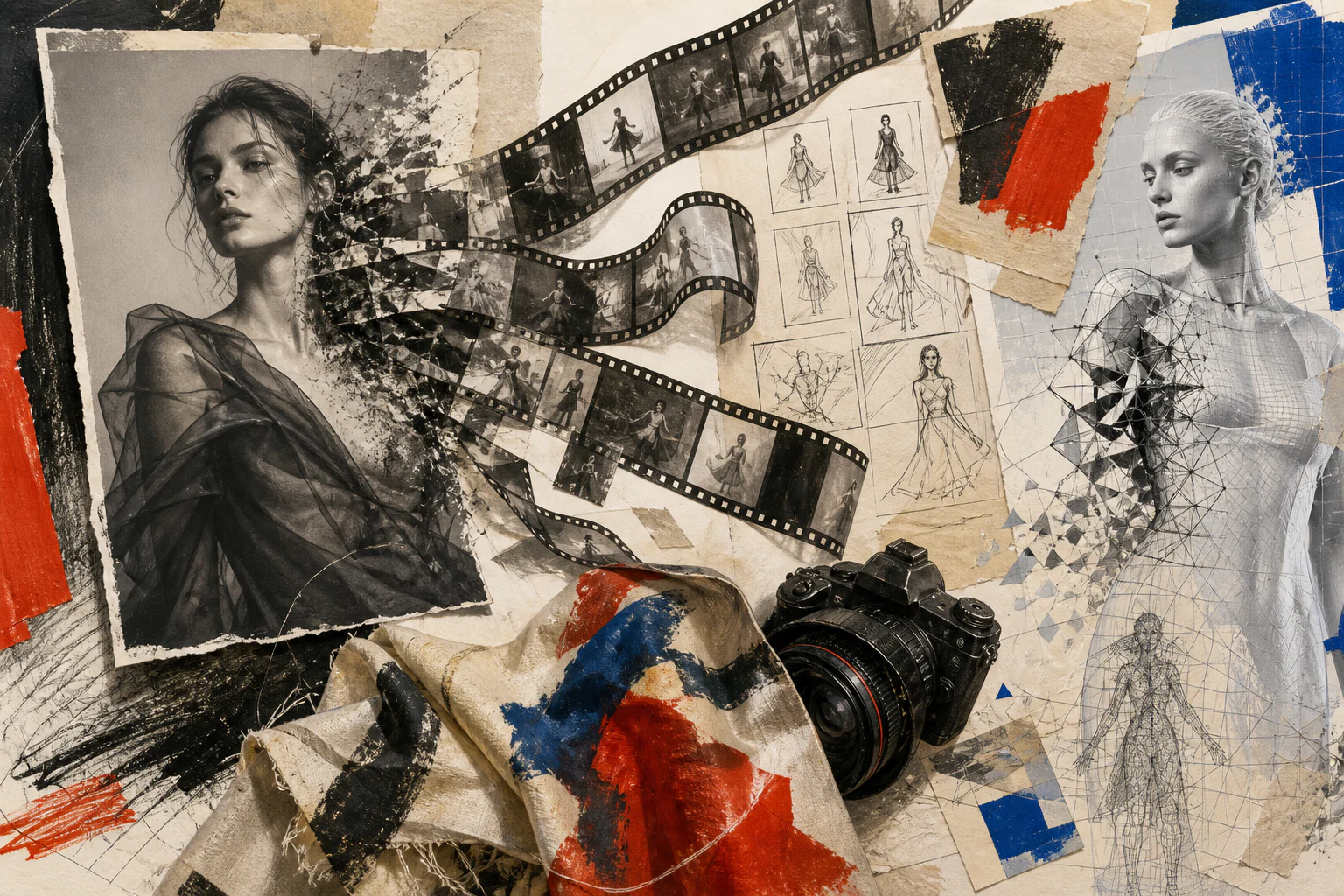 Fashion moves from photography toward film, storyboards and assembled digital images.