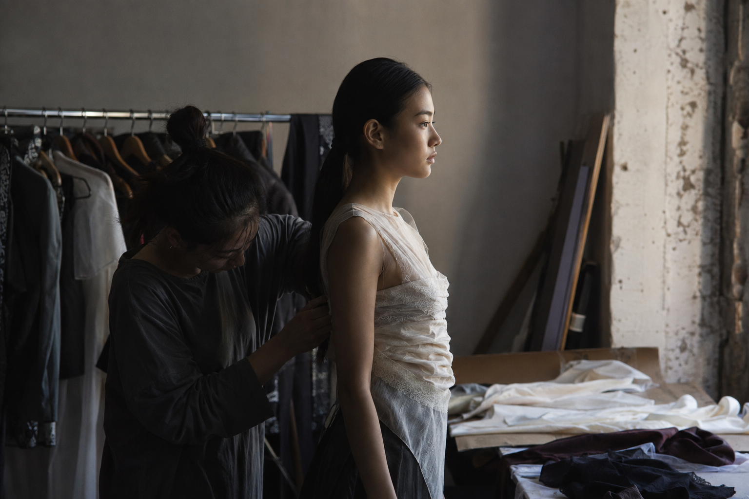 An atelier fitting: fashion as work, not only runway.