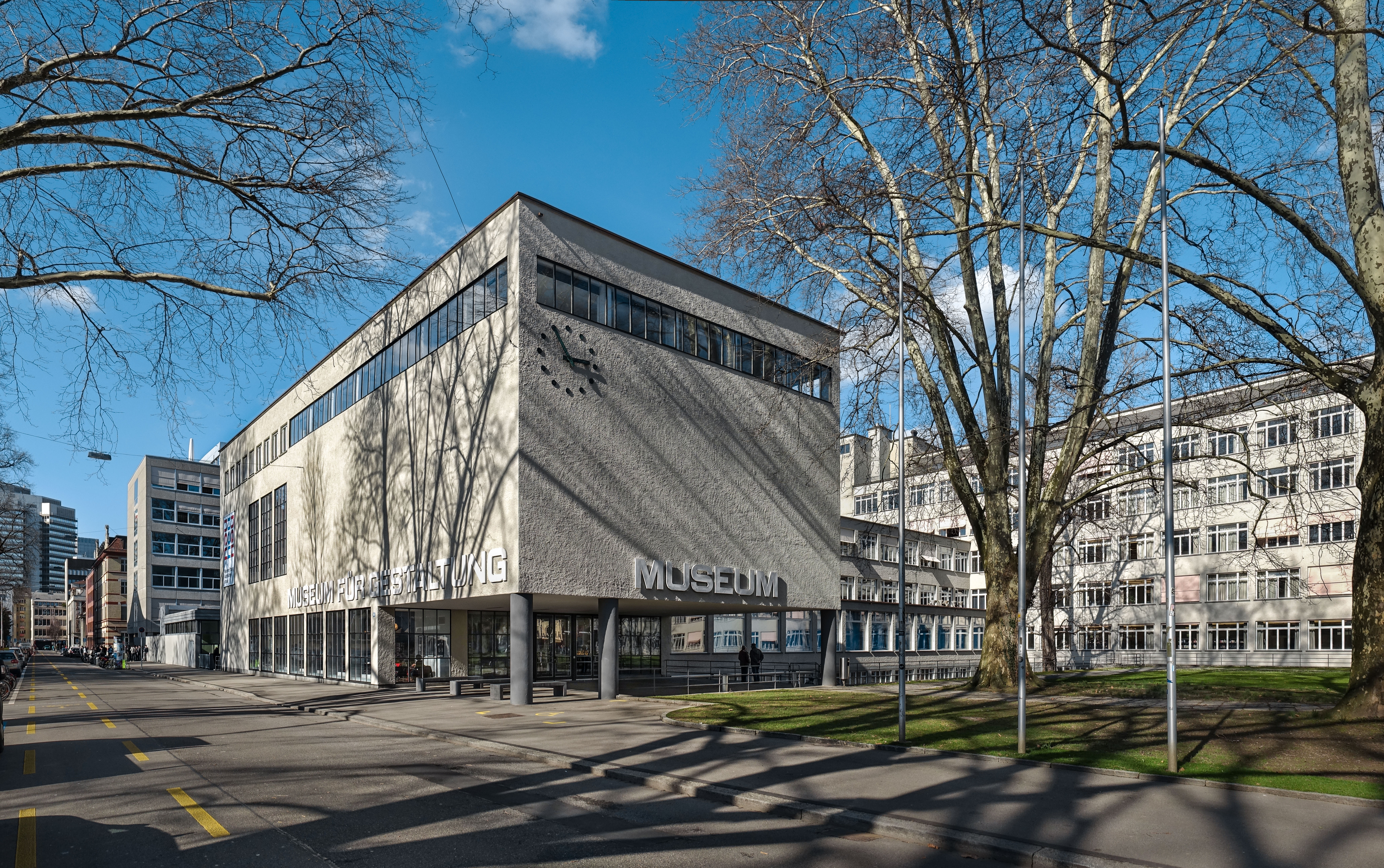 The Museum für Gestaltung building on Ausstellungsstrasse, Zurich.