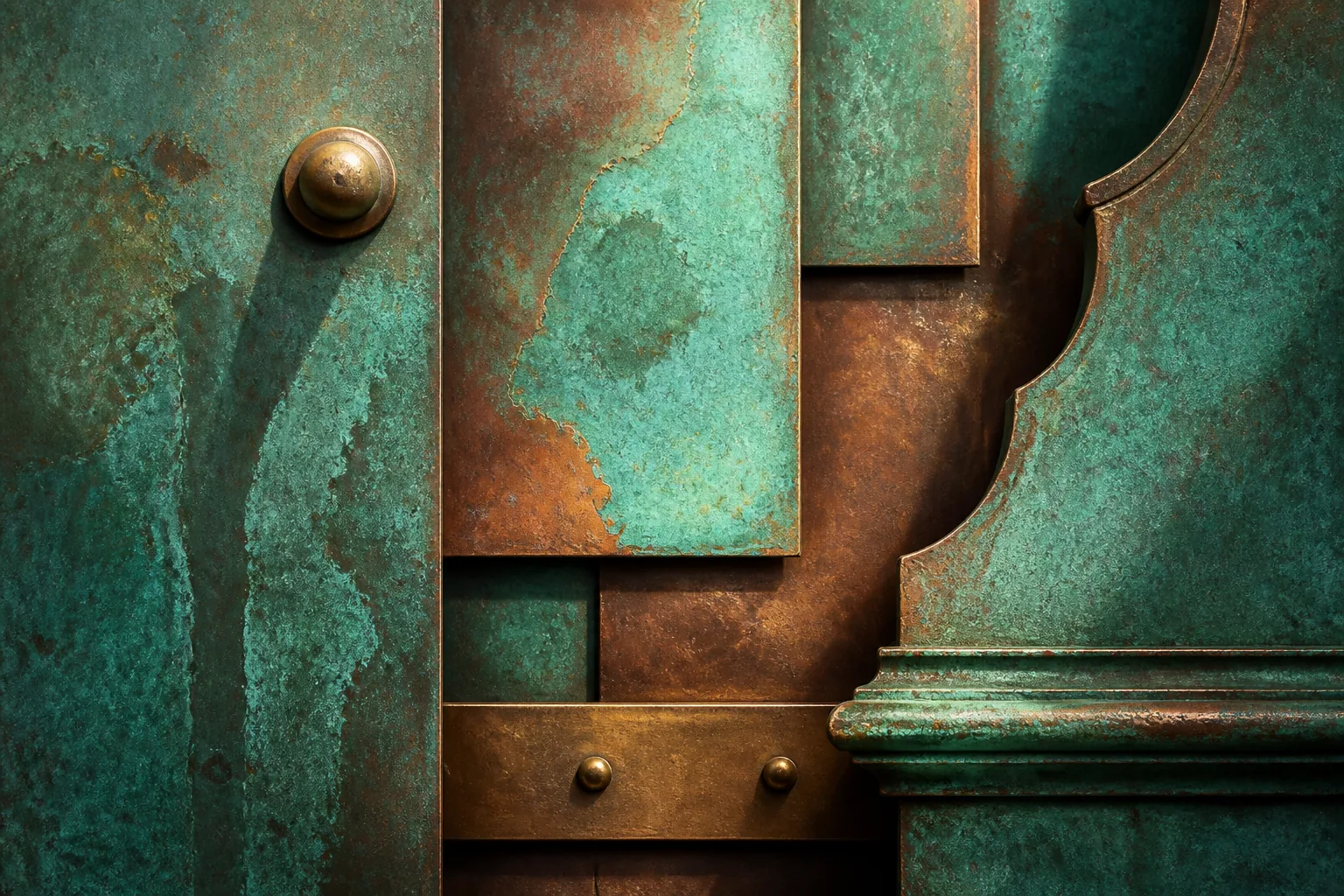 Editorial AI illustration: Controlled ageing of material: an editorial visualization of patina.