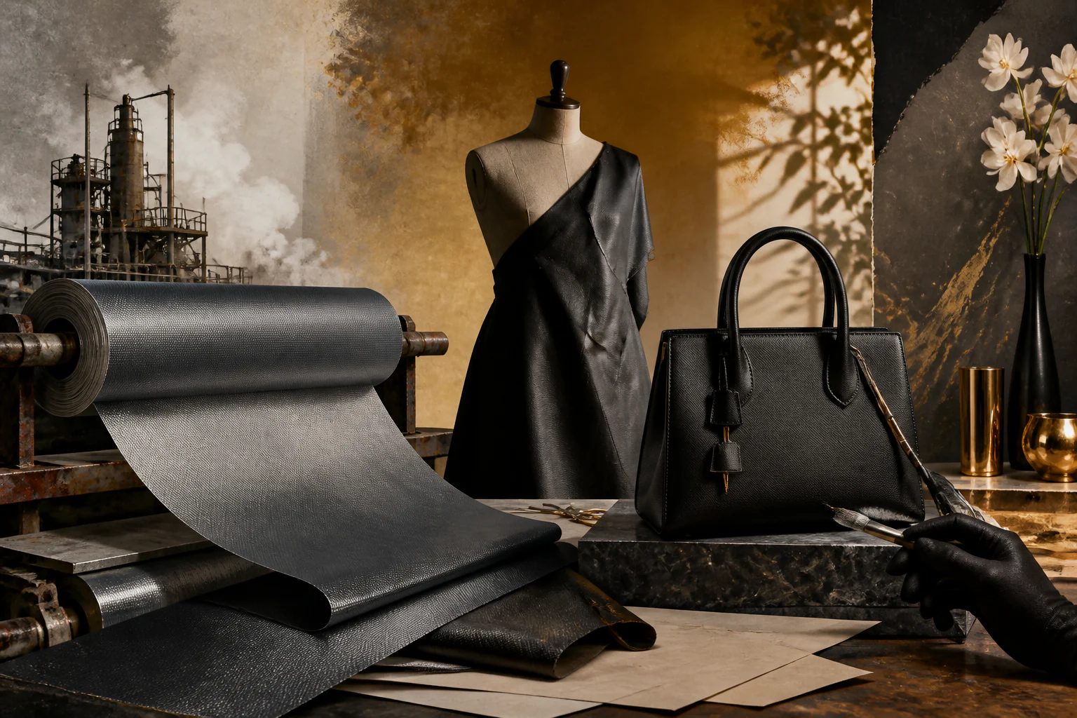 How an industrial material becomes a symbol of luxury — a unique editorial AI illustration visualizing the article's subject.