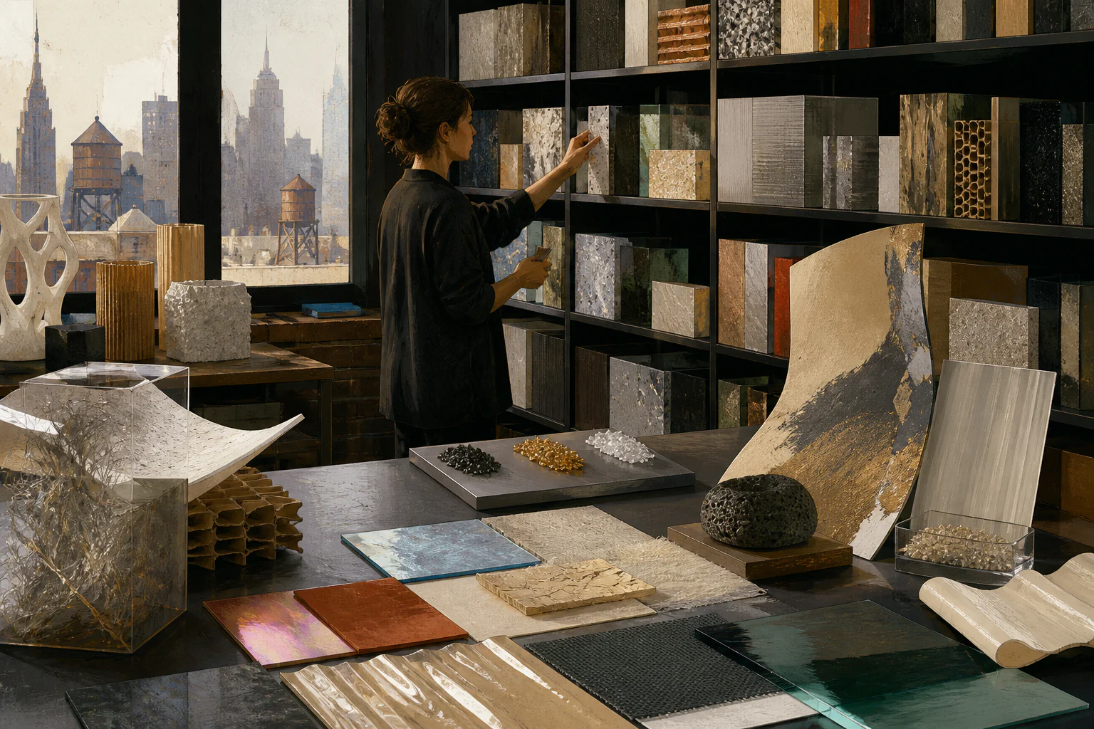 Material ConneXion — a unique editorial AI illustration visualizing the article's subject.