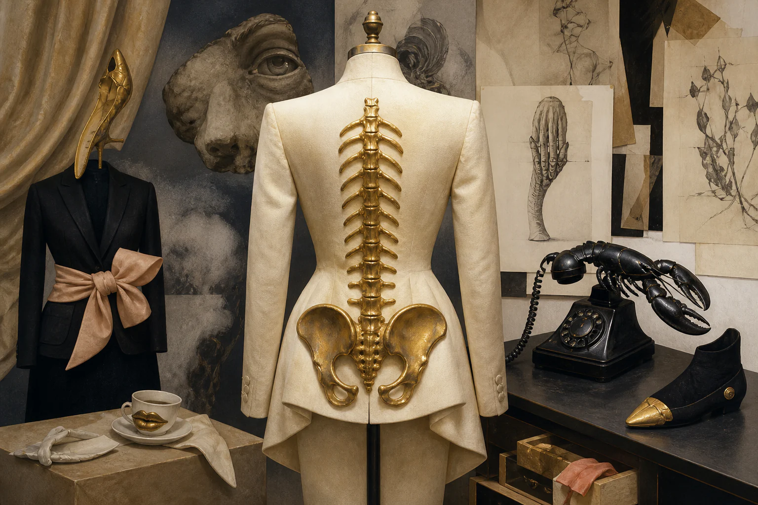 Schiaparelli: сюрреализм как метод модного дома — уникальная редакционная AI-иллюстрация, визуализирующая тему материала.