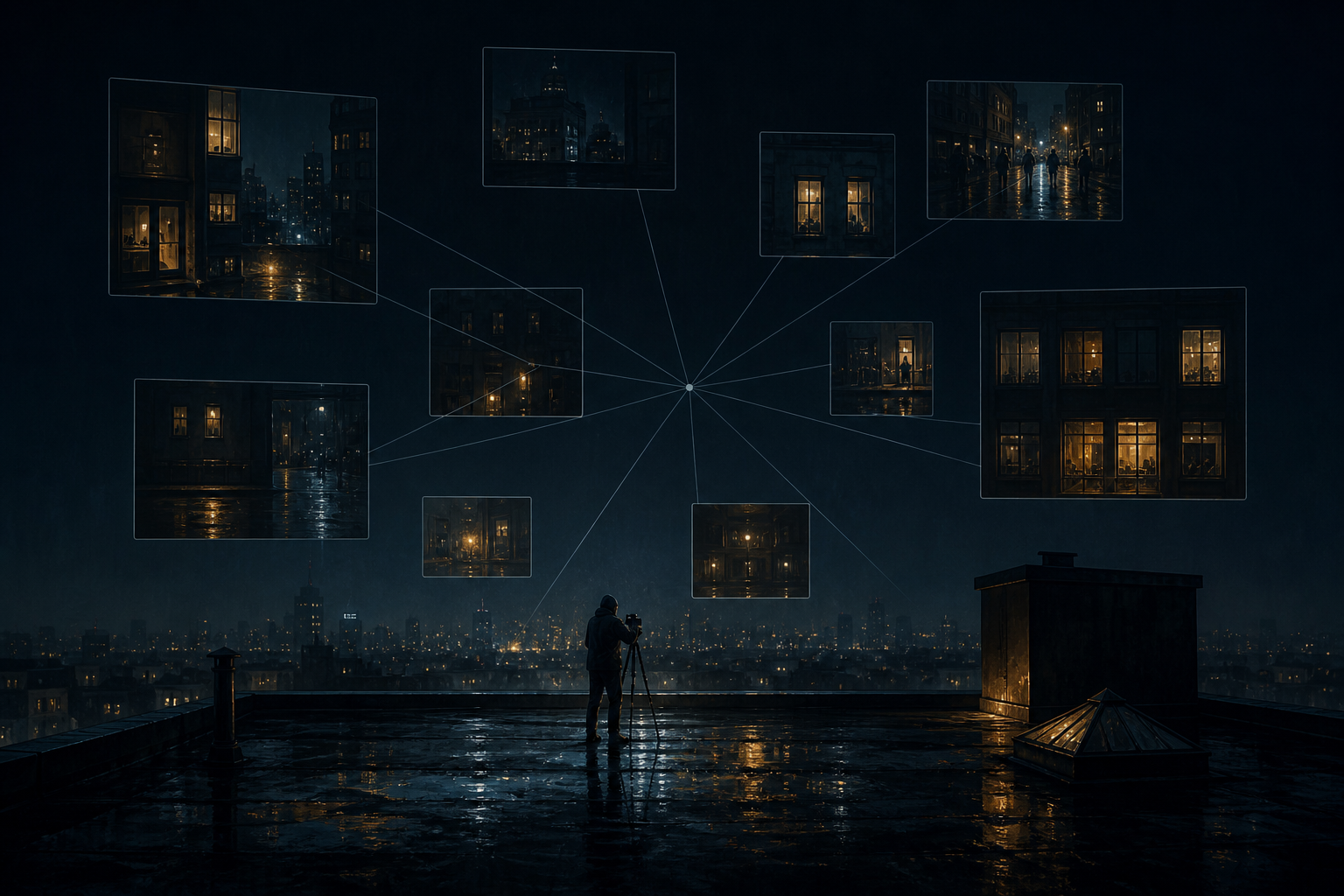 Apple “One Night on iPhone 7”: How One Night Became the Production Brief — an original editorial AI illustration about the article's production mechanism.