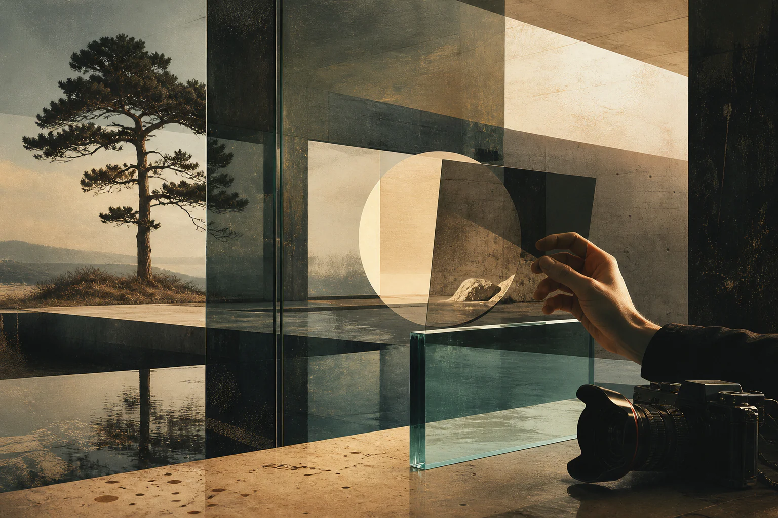 Transparency: glass, interface, photography — a unique editorial AI illustration visualizing the article's subject.