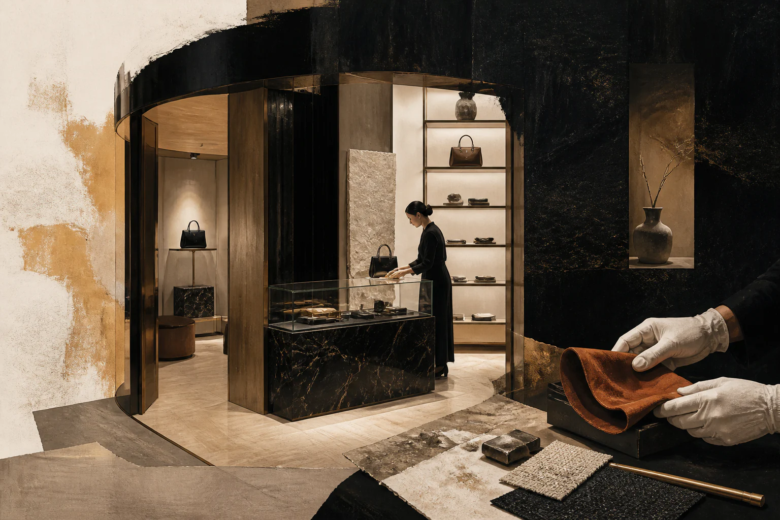 The Boutique — Architecture of Luxury — a unique editorial AI illustration visualizing the article's subject.