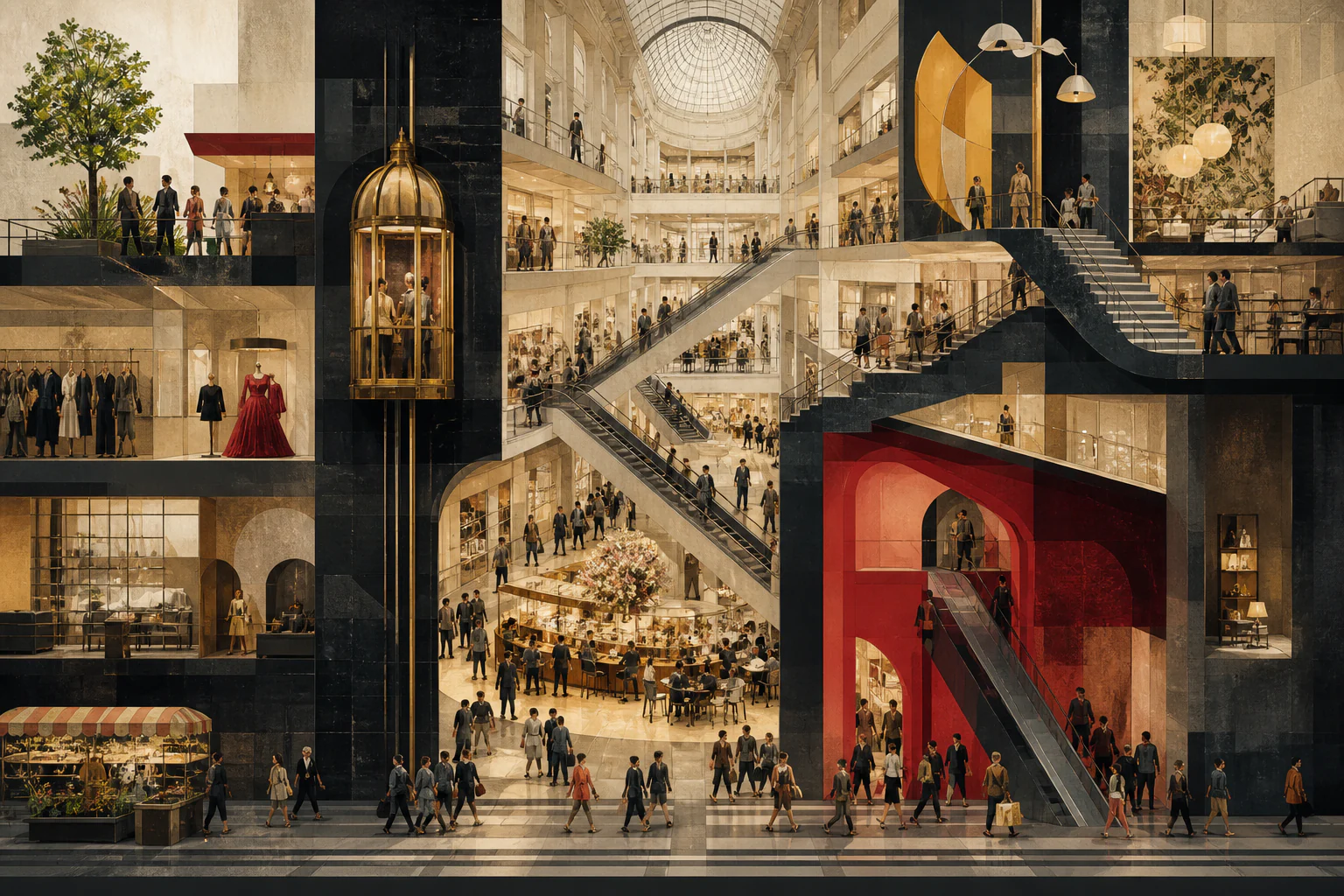 The Department Store — A City Inside a Building — a unique editorial AI illustration visualizing the article's subject.