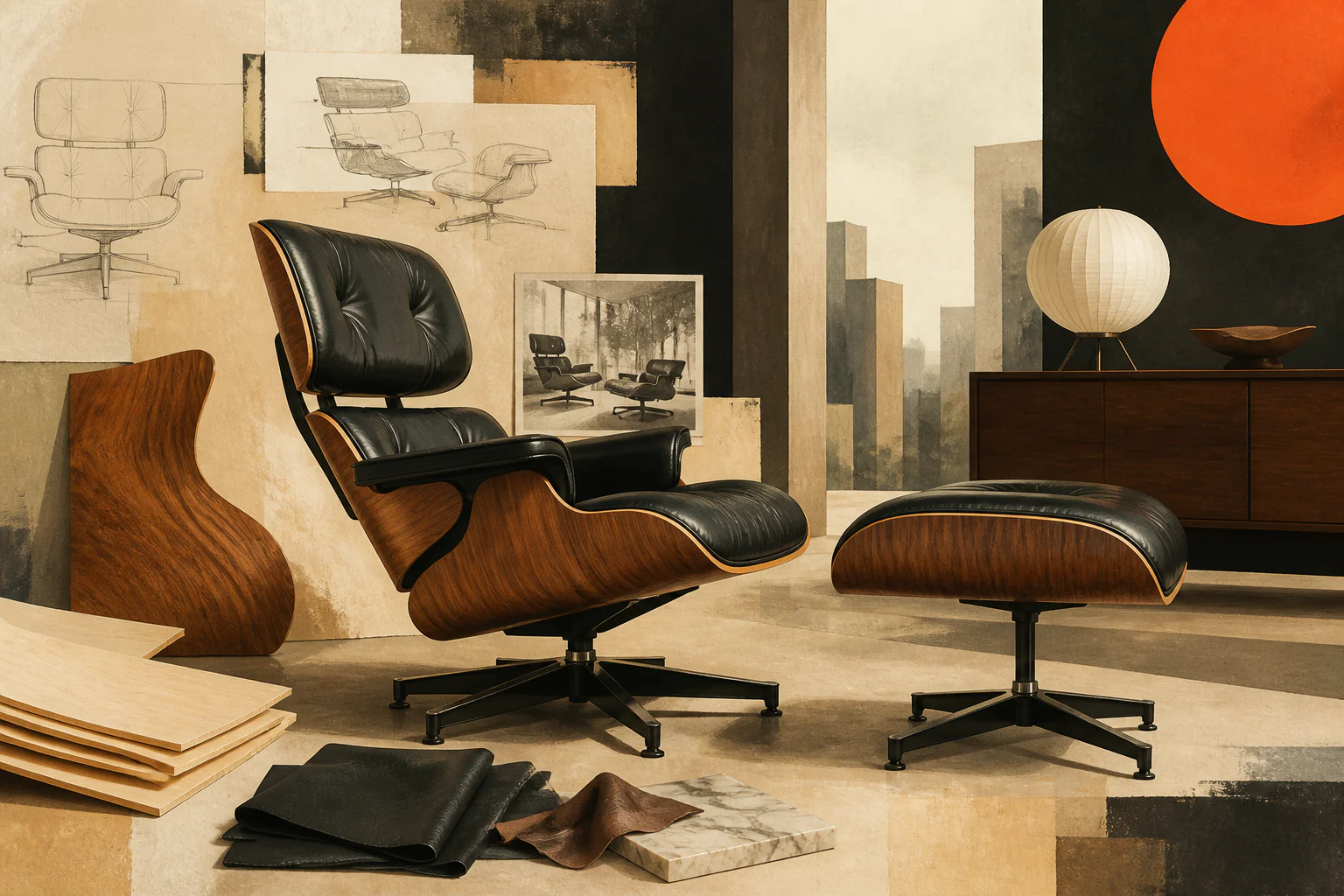 Eames Lounge Chair — a unique editorial AI illustration visualizing the article's subject.