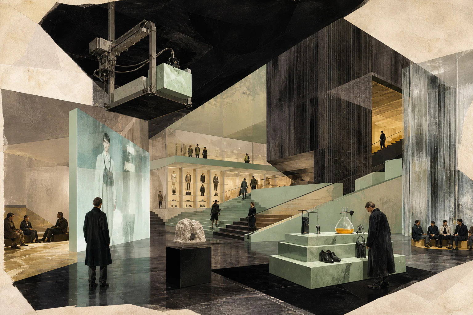 Prada Epicenter New York / OMA — a unique editorial AI illustration visualizing the article's subject.