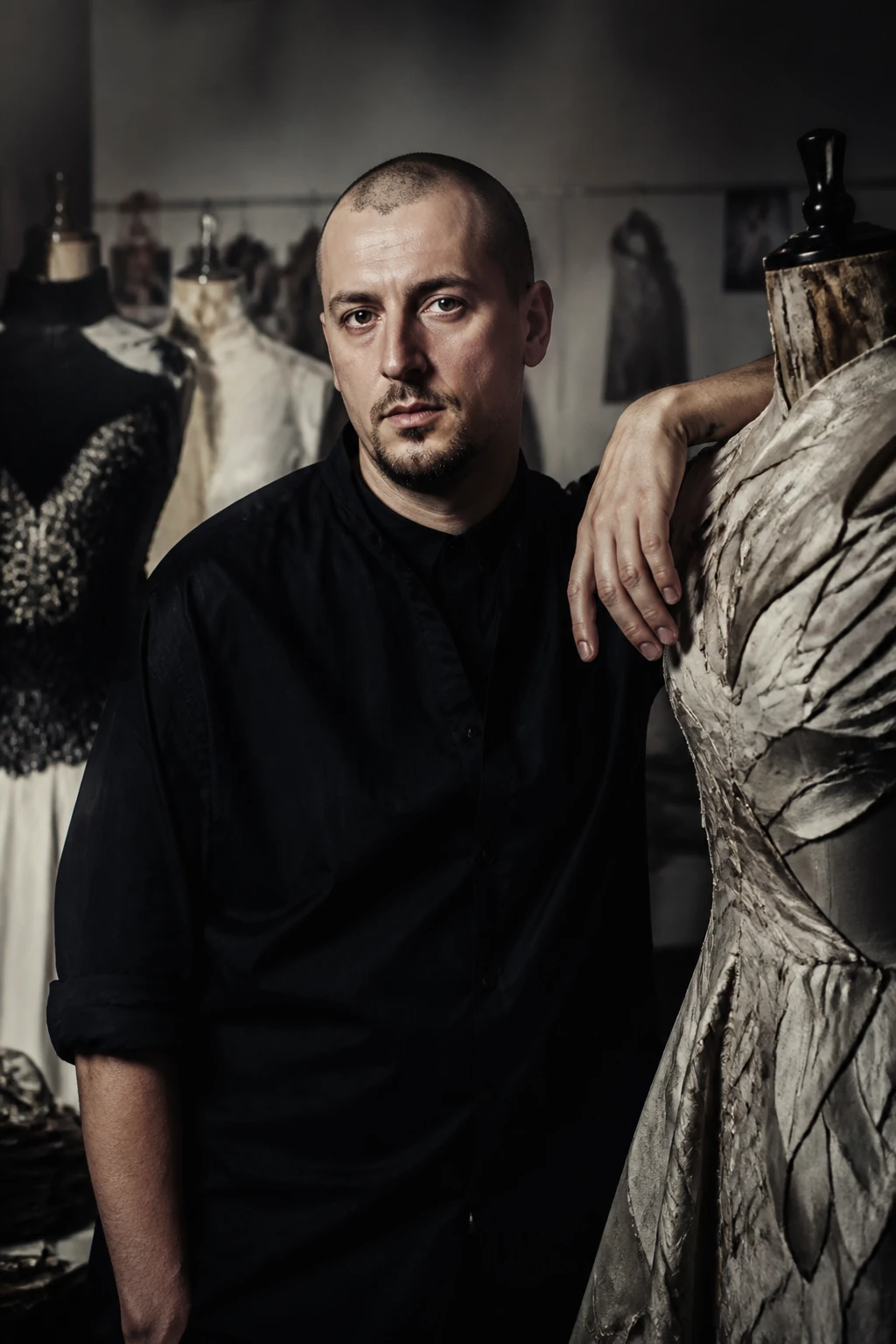 AI editorial portrait of alexander mcqueen