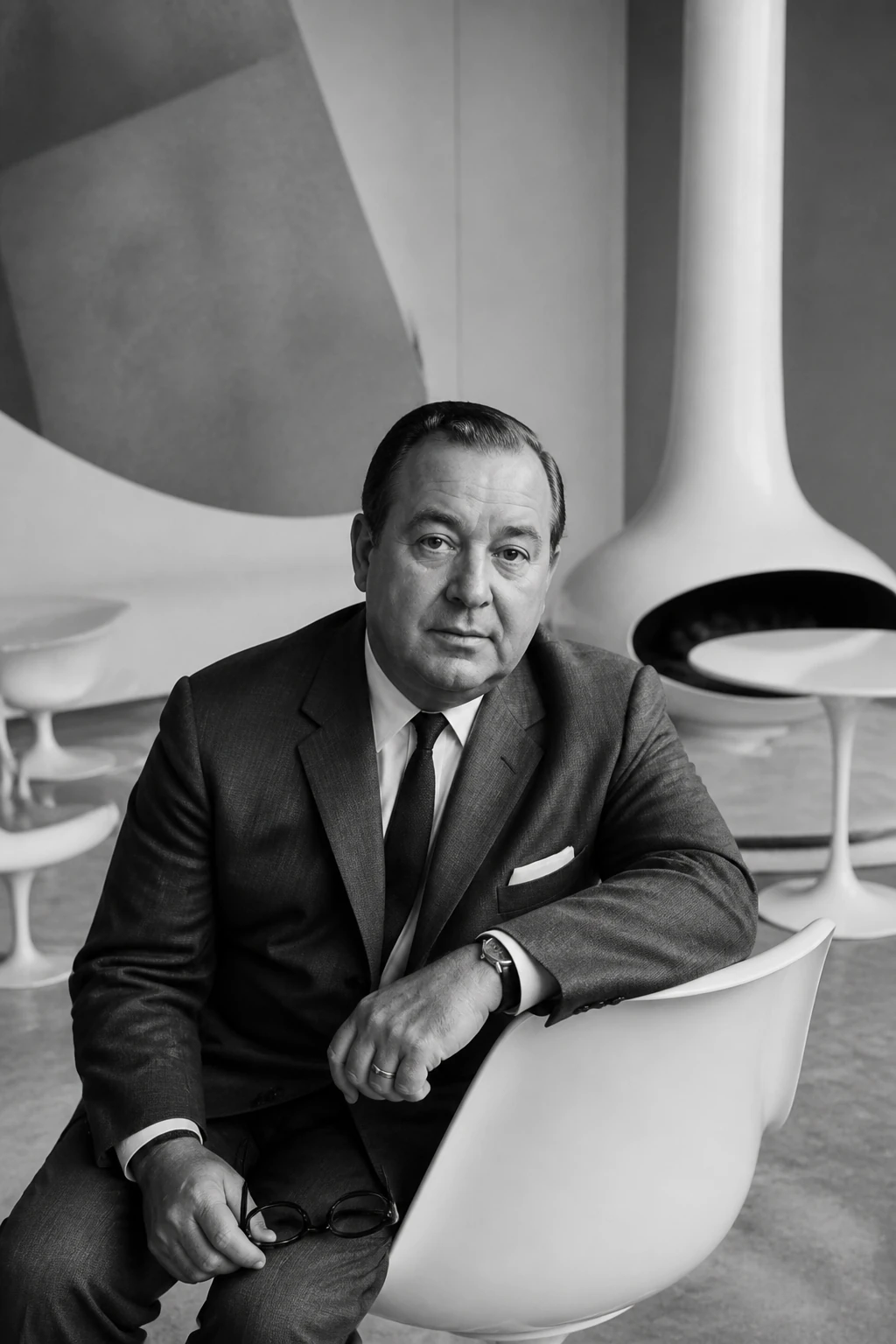 AI editorial portrait of eero saarinen