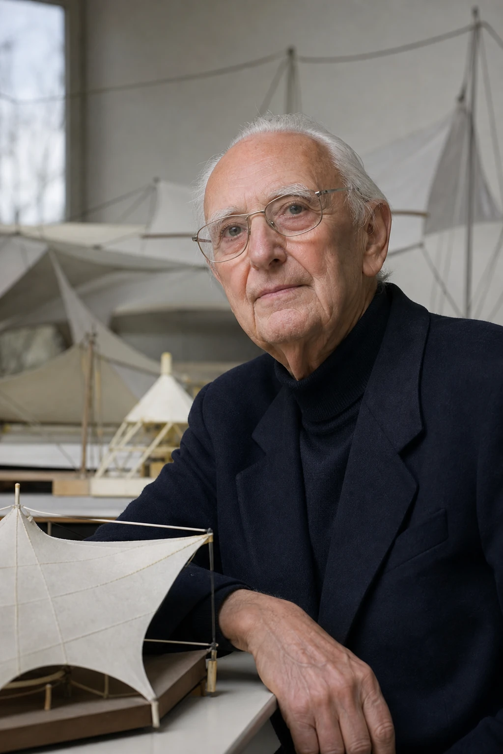 AI editorial portrait of frei otto