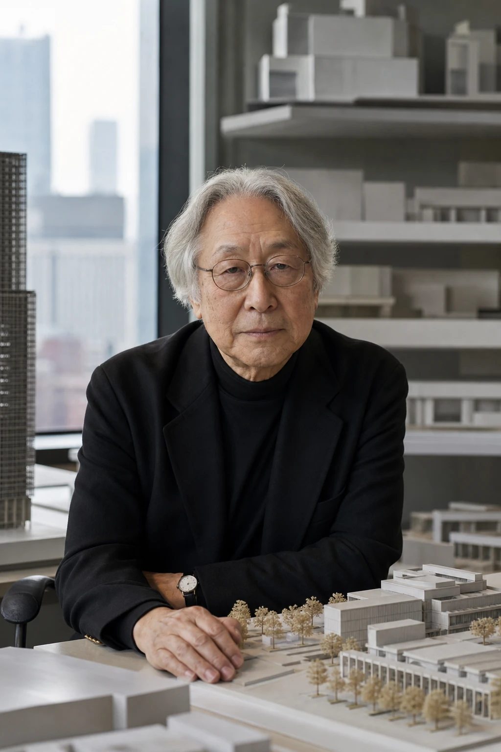 AI editorial portrait of fumihiko maki