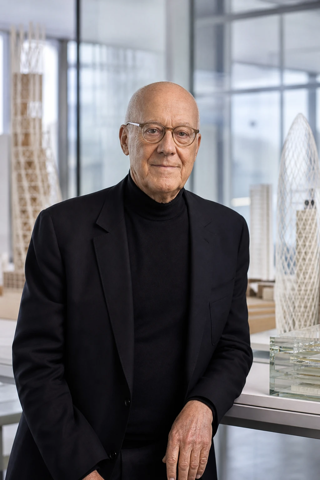 AI editorial portrait of norman foster